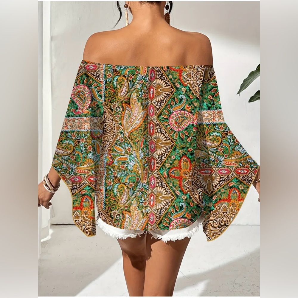Paisley Print Shoulder Blouse Size Med